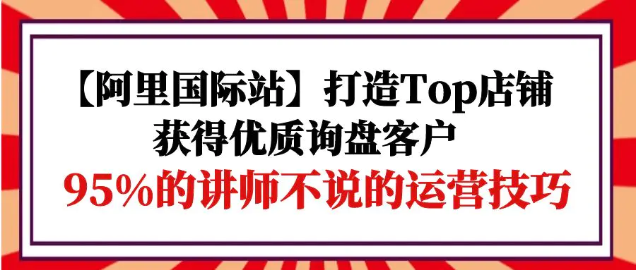 打造Top店铺-获得优质询盘客户，95%的讲师不说的运营技巧-梧桐有术