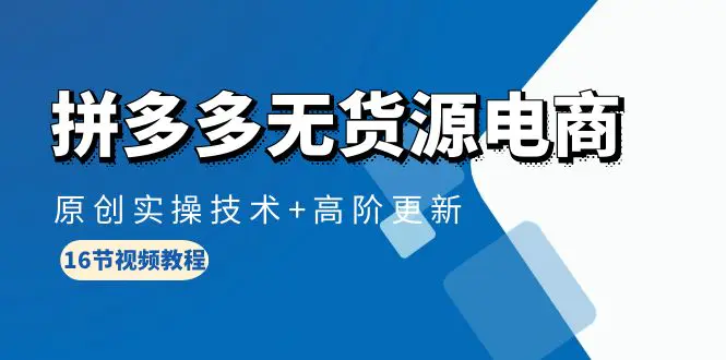 拼多多无货源电商，原创实操技术+高阶更新（16节视频教程）-梧桐有术