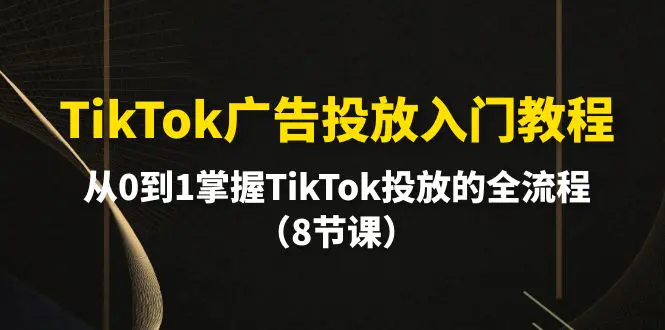 TikTok广告投放入门教程，从0到1掌握TikTok投放的全流程（8节课）-梧桐有术