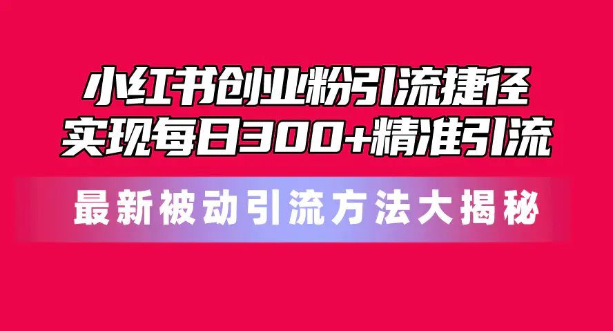 小红书创业粉引流捷径！最新被动引流方法大揭秘，实现每日300-梧桐有术