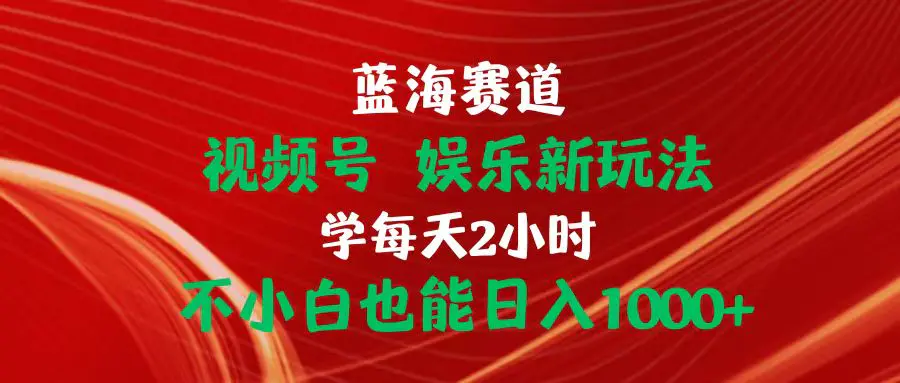 蓝海赛道视频号 娱乐新玩法每天2小时小白也能日入1000+-梧桐有术