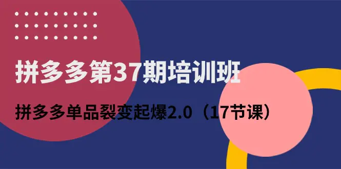 培训班：拼多多单品裂变起爆2.0（17节课）-梧桐有术
