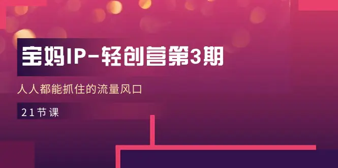 宝妈IP-轻创营第3期，人人都能抓住的流量风口（21节课）-梧桐有术