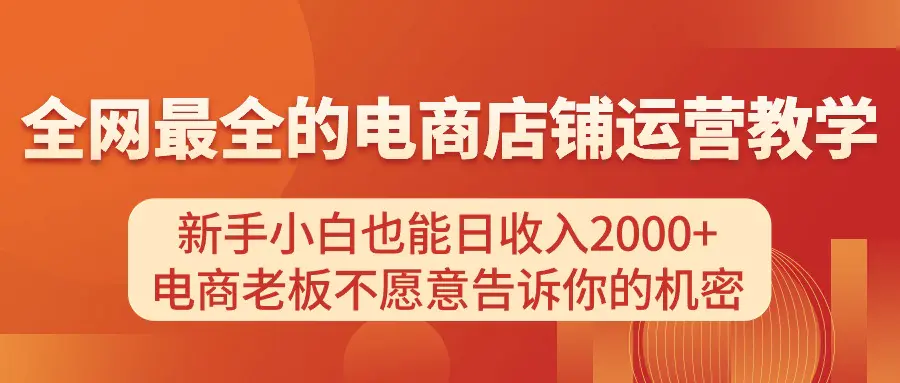 电商店铺运营教学，日收入2000+，电商老板不愿意告诉你的机密-梧桐有术