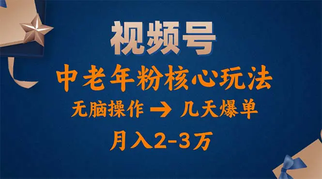 视频号火爆玩法，高端中老年粉核心打法，一天十分钟，月入两万-梧桐有术