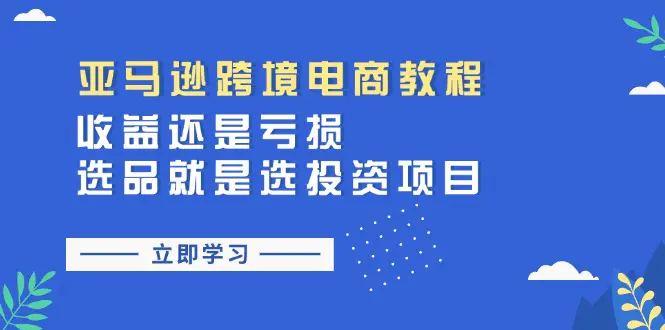 亚马逊跨境电商教程：收益还是亏损！选品就是选投资项目-梧桐有术