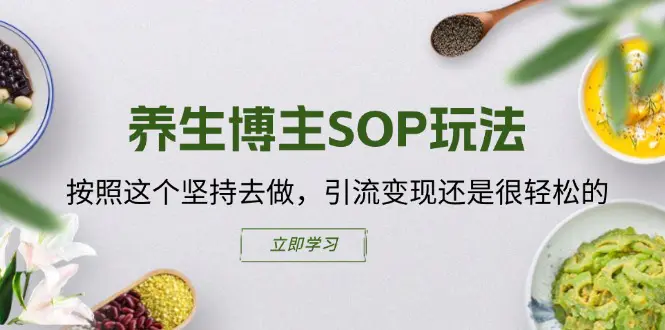 养生博主SOP玩法，按照这个坚持去做，引流变现还是很轻松的-梧桐有术
