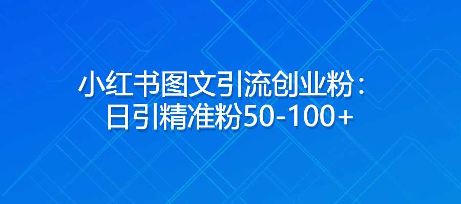 小红书图文引流创业粉：日引精准粉50-100+-梧桐有术