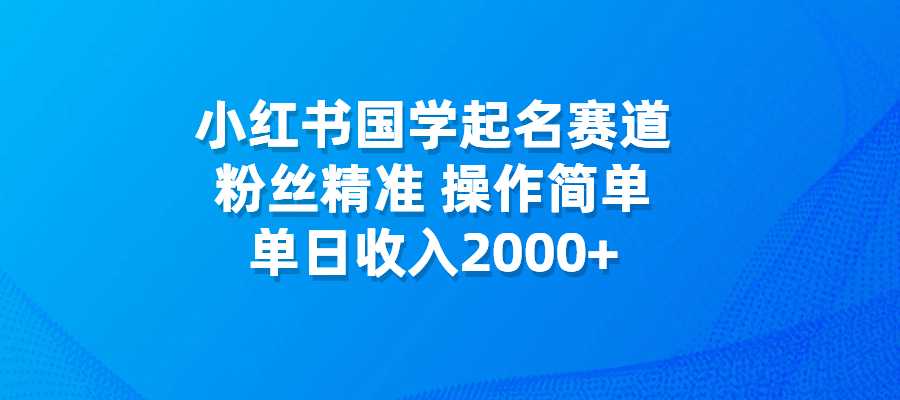小红书国学起名赛道，粉丝精准，操作简单，单日收入2000+-梧桐有术