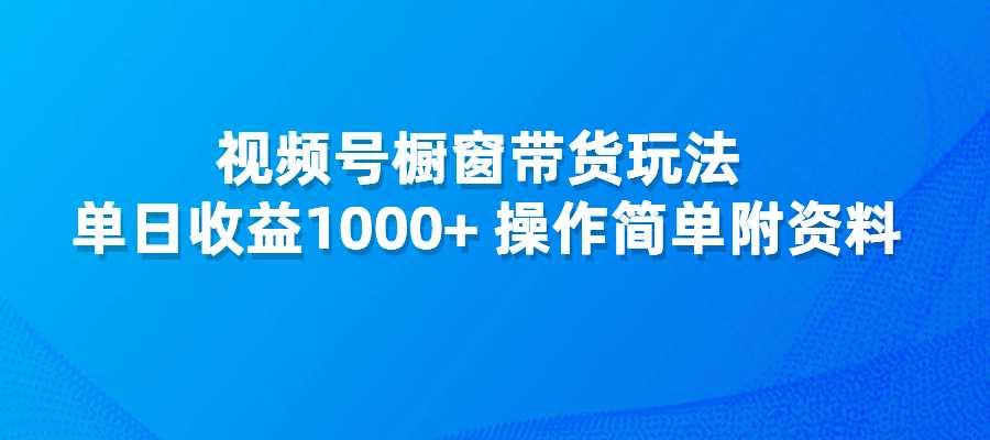 视频号橱窗带货玩法，单日收益1000+，操作简单附资料-梧桐有术