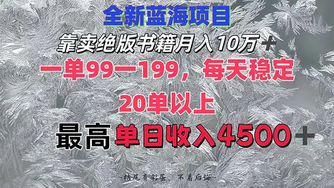 靠卖绝版书籍月入10W+,一天平均20单以上，最高收益日入4500+-梧桐有术