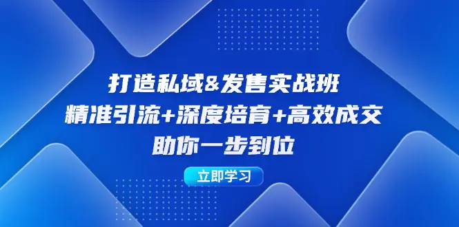打造私域&发售实操班：精准引流+深度培育+高效成交，助你一步到位-梧桐有术