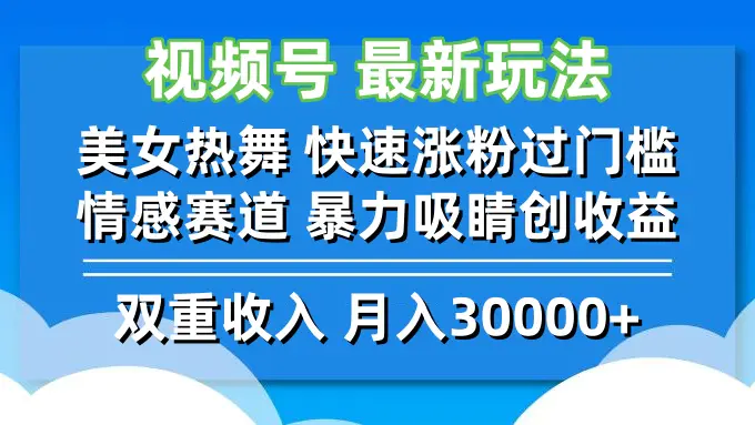 视频号最新玩法 快速涨粉过门槛 情感赛道 暴力吸睛创收益-梧桐有术