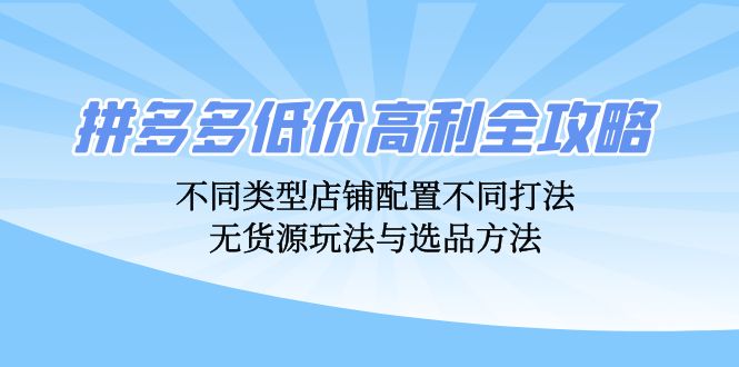拼多多低价高利全攻略：不同类型店铺配置不同打法，无货源玩法-梧桐有术