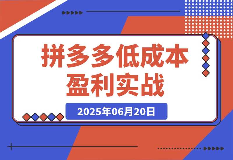 拼多多低成本盈利实战，类目选择与定价策略，高权重产品上架实操-梧桐有术