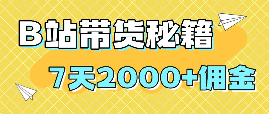 B站带货秘籍，新风口，抢占红利，7天2000+佣金-梧桐有术