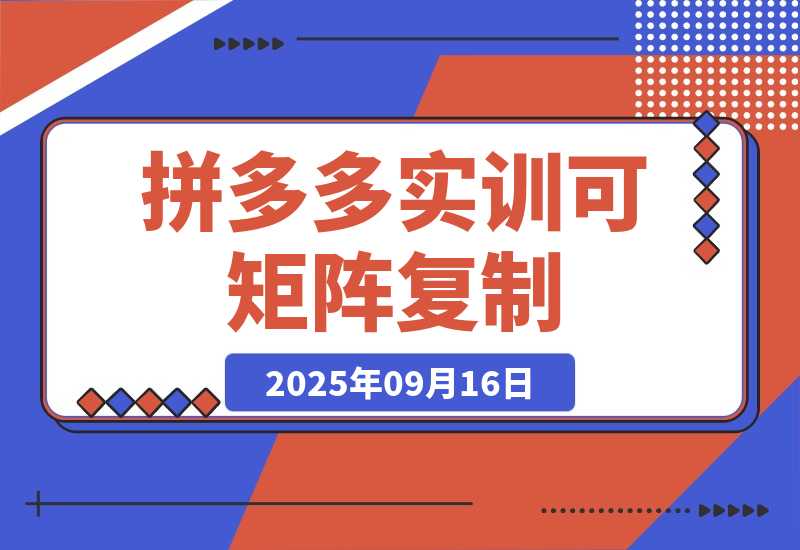 拼多多实训-9月：新手7天起量,30天日销破万,月利润3-10万-梧桐有术
